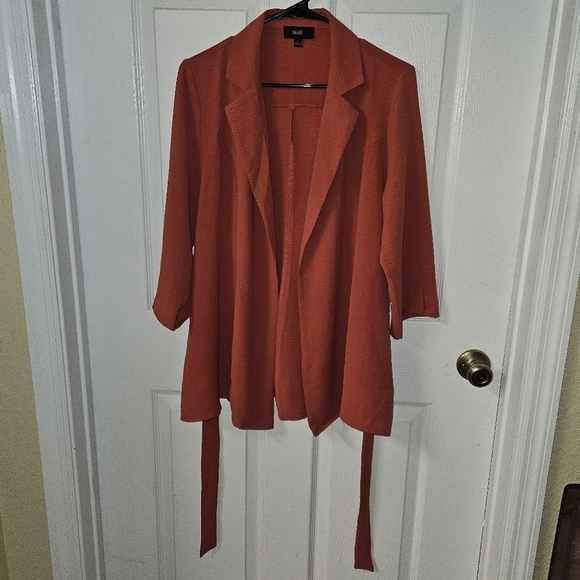Naif Womens Rustic Red Orange Open Front Blouse with Relaxed Fit & Belt Large - Picture 1 of 15